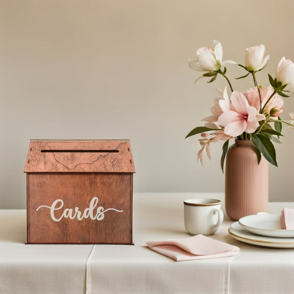 TABLZONE Brown Rustic Wood Card Box for Wedding Reception Birthday and Bridal Shower