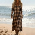 thumbnail image 1 of Heisall Robe Maxi Bohème à Smocks à Manches Longues pour Femme, Été, Décontractée, Ample, Florale, Plage, Vacances, avec Poches, 1 of 4