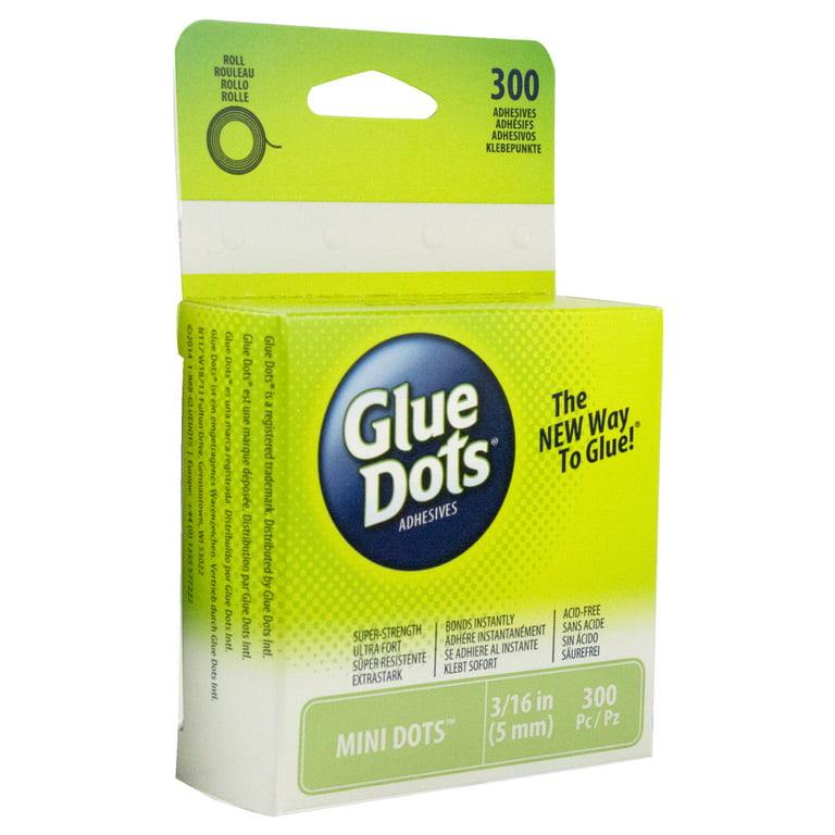  Mini Glue Dots 33583 Dispenser with Permanent Adhesive Mini Dots,  1875'', Multicolor, 300 Count : Office Products