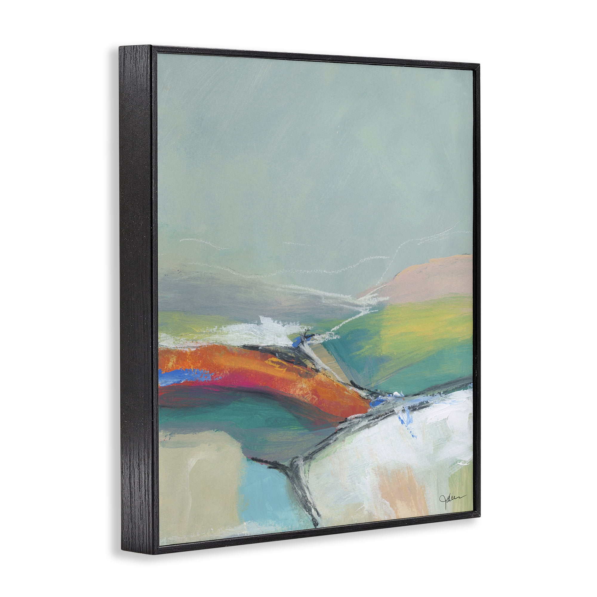 Stupell Industries Abstract Rolling Hills Abstract Painting Black Framed Art Print Wall Art, 24 x 30