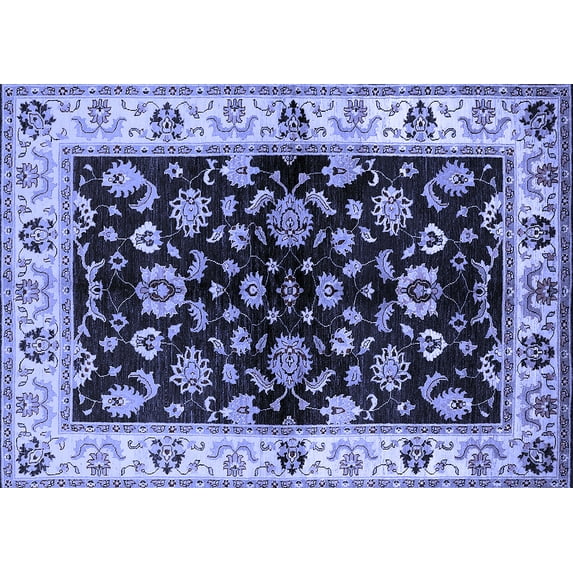 Ahgly Company Machine Washable Indoor Rectangle Oriental Blue Traditional Area Rugs, 7' x 10'