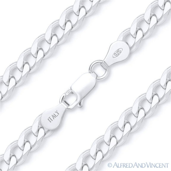 4.5mm Cuban / Curb Link Italian Chain Necklace in Solid .925 Sterling Silver