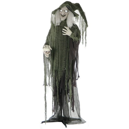 Haunted Hill Farm Life-Size Animated Talking Witch Prop w/ Skull & Rotating Body  Battery-Operated