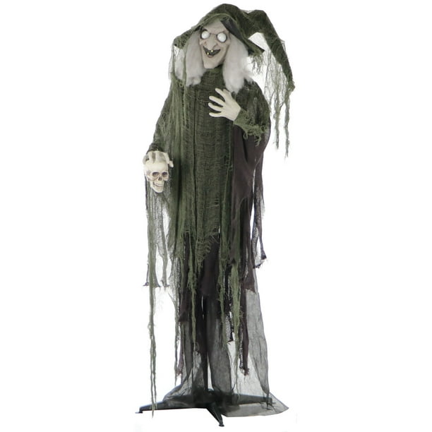 Haunted Hill Farm Life-Size Animated Talking Witch Prop w/ Skull ...