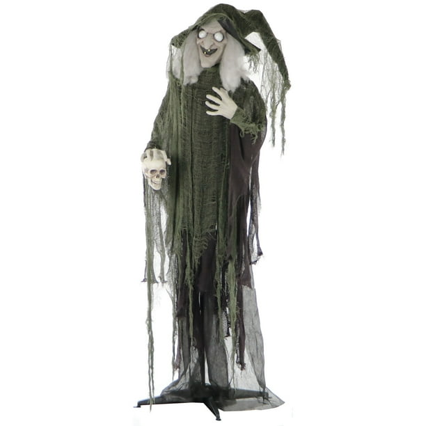 Haunted Hill Farm LifeSize Animated Talking Witch Prop w/ Skull
