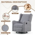 thumbnail image 6 of Lunale Swivel Glider Rocking Chair for Nursery, Wingback Upholstered Glider Rocker for Living Room, Gray Chenille Fabric, 6 of 8