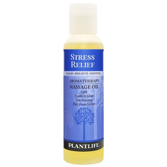 Plantlife Stress Relief Massage Oil – Soothing Aromatherapy Blend for Calm and Relaxation, Made in California, 4 oz