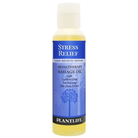 Plantlife Stress Relief Massage Oil &ndash; Soothing Aromatherapy Blend for Calm and Relaxation Made in California 4 oz