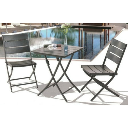 Royal Garden Aluminum 3 pc. Square Bistro Table Set - Black