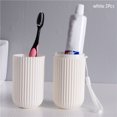 thumbnail image 1 of Travel Stripe Toothbrush Box Portable Wash Mouth Cup Brush Cup Set Teeth Set Teeth Set Teeth Jar Nordic Simple Toothbrush white-3Pcs, 1 of 6