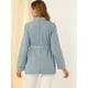 thumbnail image 5 of Chaqueta Vaquera Holgada de Manga Larga con Lazo en la Cintura Allegra K Informal para Mujer Azul claro L, 5 of 6