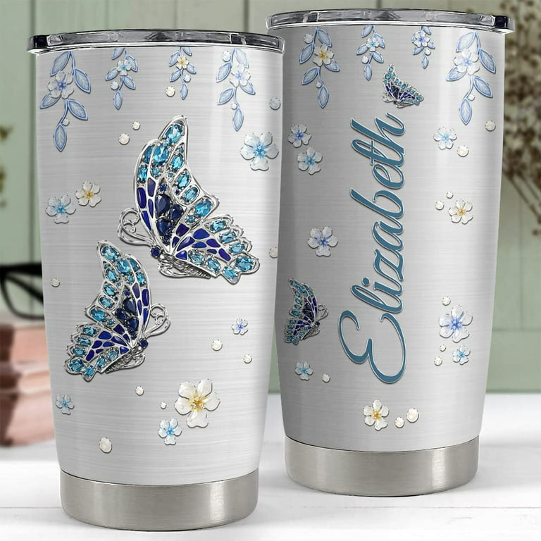 3D Butterfly 20 oz insulated tumbler with lid and straw