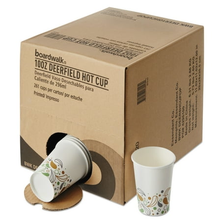 1985 Fa Cup - Boardwalk Convenience Pack Paper Hot Cups, 10 oz, Deerfield Print, 261/Carton -BWKDEER10HCUPOP