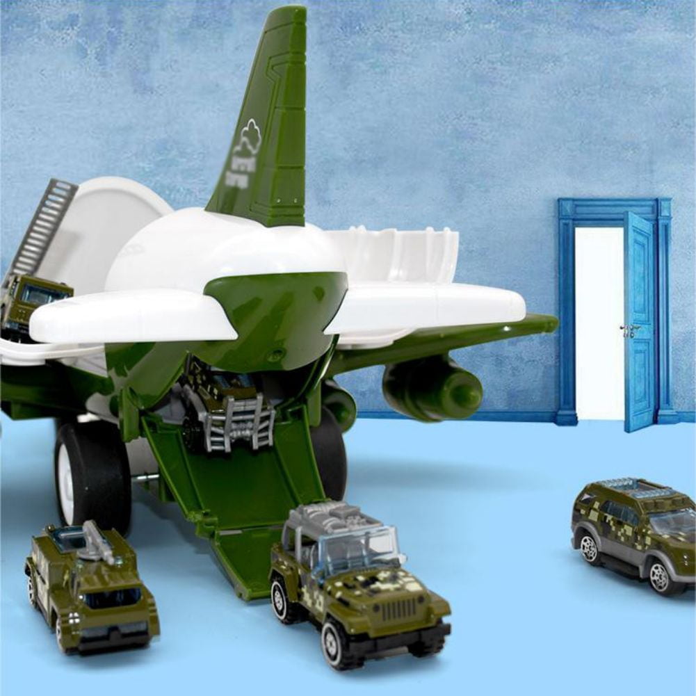Esaierr Toddler Airplane Playset Transportation Cargo Plane Toys Includes 9 Mini Cars Airplane Parking Lot Suitable for Boys and Girls 3 4 5 6 Years Old