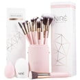 thumbnail image 1 of Set de brochas de maquillaje Niré Beauty de 15 piezas, color rosa, con funda y limpiador, 1 of 9