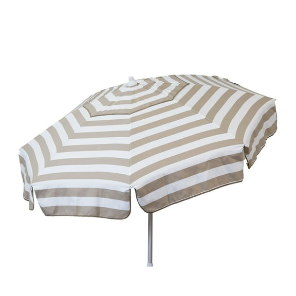 DestinationGear 6 ft Italian Khaki and White Stripe Beach Umbrella