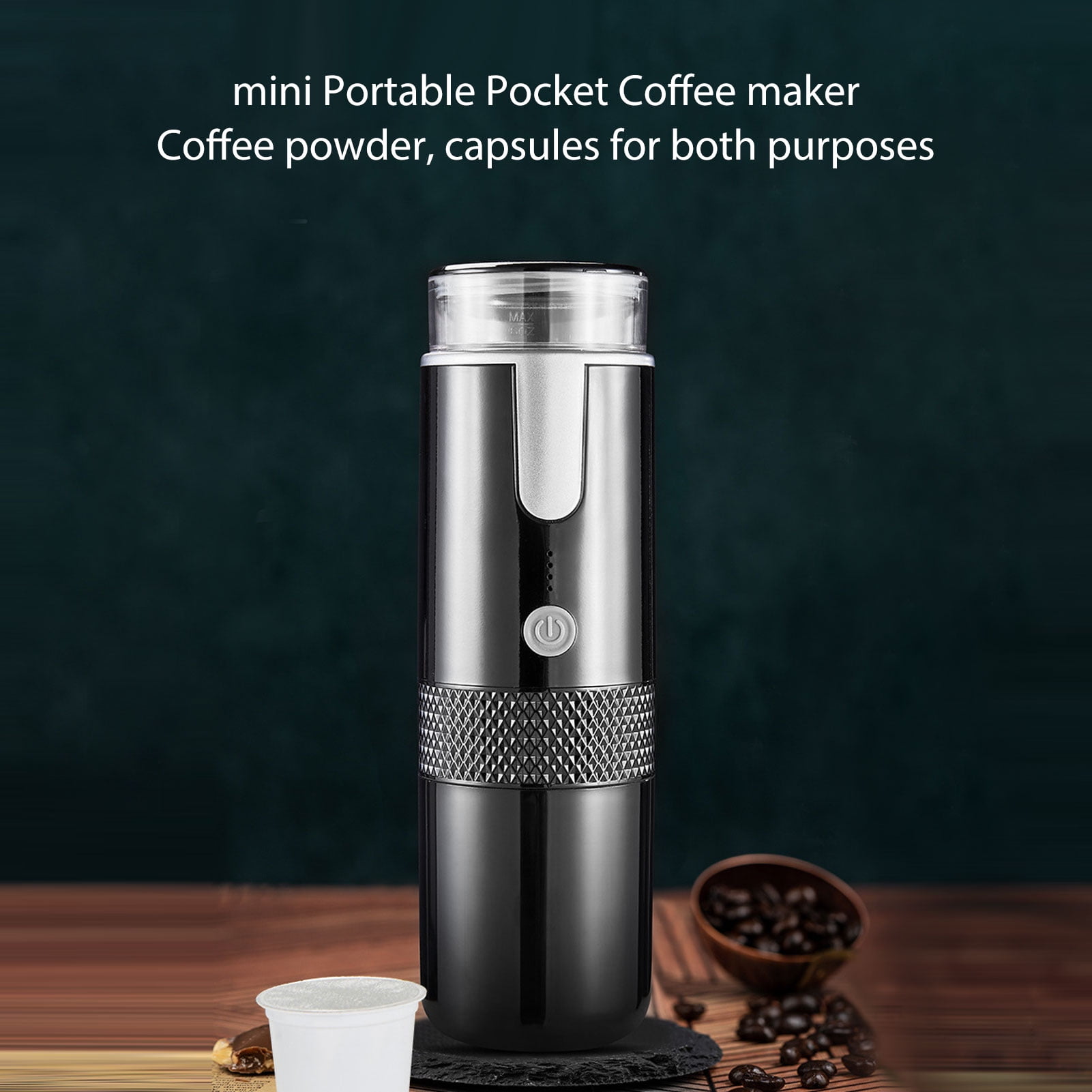 Coffee Maker for Outdoor Parties Travel, Portable Coffee Machine Compatible for K Cup Capsules Ground Coffee Handheld Coffee Maker Manually Operated for Camping Hiking,Black