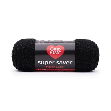 Red Heart Super Saver Metallic 4 Medium Acrylic Yarn, Black 5oz/142g, 255 Yards