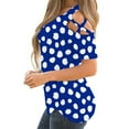 thumbnail image 3 of Women's Summer Shirts Short Sleeve Tunic Strappy Cold Shoulder Tops Polka Dolt Pullover Fashion Casual Blouses (L, Blue), 3 of 6