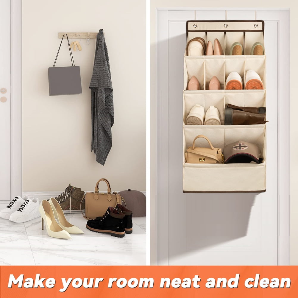 Storage Bag Behind Door Hanging Footwear Organizer Shoe Rack with Large Deep Pockets Closet A