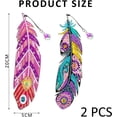 thumbnail image 3 of 2 Pieces Diamond Painting Bookmarks, 5D Feather Shape Rhinestone Bookmarks, Crystal Pendant Painting Bookmarks, Decorative Accessories, DIY Art Craft Gifts, Reading Tools, 3 of 5