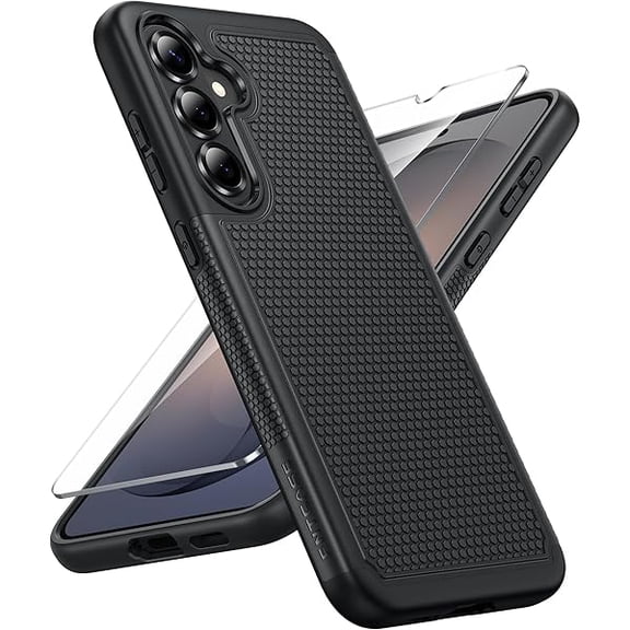 can for Samsung Galaxy S26 Case: Military Grade Drop Protection, 14ft Drop Protective, Screen Protector Included, Anti-Slip Texture TPU PC Dual Layer Shockproof Phone Case Cover (Black)