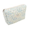 thumbnail image 1 of Neceser de gran capacidad con estampado floral y doble cremallera. Organizador de maquillaje de viaje para guardar artículos de aseo y material de papelería, 1 of 4