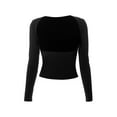 thumbnail image 6 of Franhais Women's Long Sleeve Cropped Tops, Solid Color Round Neck Backless Show Navel T-shirt, 6 of 9