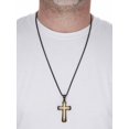 thumbnail image 4 of American Exchange Men's Round Crystal Matte Black And Gold Ion-Plated Stainless Steel Cross Pendant Necklace And Bracelet Set, 26 Inch Chain, 4 of 6