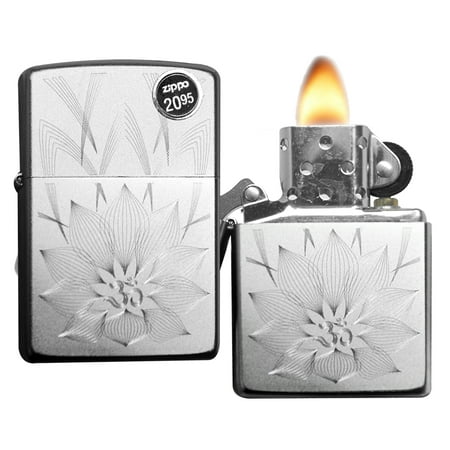 Zippo Lighter 29859 Lotus Ohm Design Satin Chrome Finish Windproof Brand