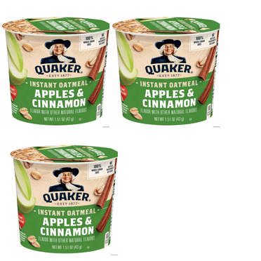 Quaker Instant Oatmeal Cup Apple Cinnamon 1.51oz pack of 3