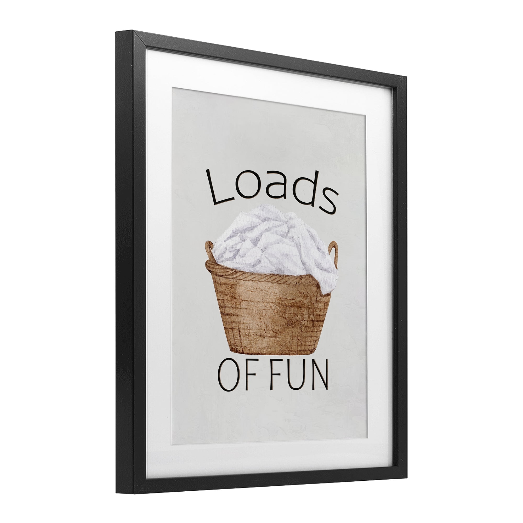 Loads Of Fun Laundry Basket Black Framed Print Under Glass, design by Kim Allen
