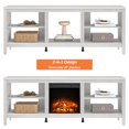 thumbnail image 4 of Fitueyes 70" Fireplace TV Stand for 75 Inch TV, Wood Entertainment Center with Electric Fireplace & Yellow LED Light for Living Room Bedroom, Gray White, 4 of 6