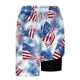 thumbnail image 4 of 4th of July Patriotic Beach Shorts Hawaii Swim Trunk Knee Length Bathing Suits Mid Waisted Swimsuit Independence Day Swim Shorts Summer Tropical Vacation Shorts, 4 of 6
