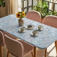 thumbnail image 3 of Gray Blue Dandelion Table Cloths for 5 Foot Rectangle Tables, Spring Flowers Modern Minimalist Patio Waterproof Elastic Fitted Tablecloths, Washable Rectangular Table Cover for Camping, 3 of 8