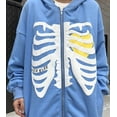 thumbnail image 4 of Chaos World Women's Zip Up Skeleton Print Hoodie Y2K E-Girl Long Sleeve Hooded Jacket Sweatshirt, 4 of 7