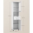 thumbnail image 5 of VASAGLE Mueble Baño, Armario Baño, Armario Alto, Compartimento Abierto, Puerta de Cristal, Estrecho, con Patas, Estantes Regulables en Altura, Ahorro de Espacio, Blanco Nube, 5 of 5