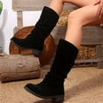 thumbnail image 4 of Women's Casual Mid Calf Boots, Plus Size Suede Round Toe Slouch Design with Breathable Lining, Trendy Boots for Daily Leisure Gift, 4 of 9