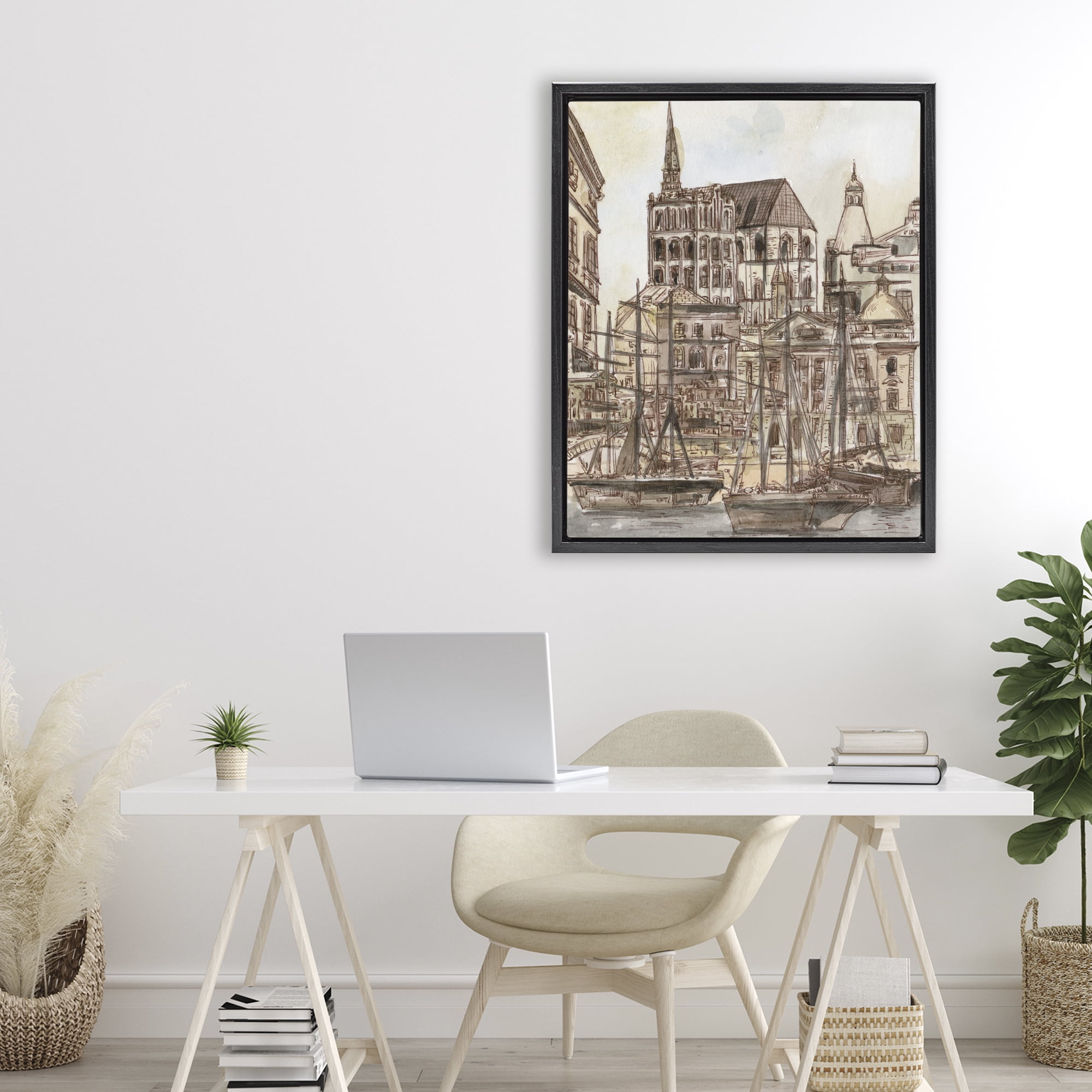 Stupell Industries Harbor of Salted Remnants Black Framed Floater Canvas Wall Art, design by Melissa Wang
