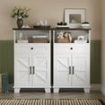 thumbnail image 3 of Bathroom Floor Cabinet, Farmhouse Storage Cabinet, 23.6" Wide Cabinet with Drawer, Adjustable Shelf, Barn Doors, Cabinets for Bathroom, Kitchen, Living Room, White, 3 of 7