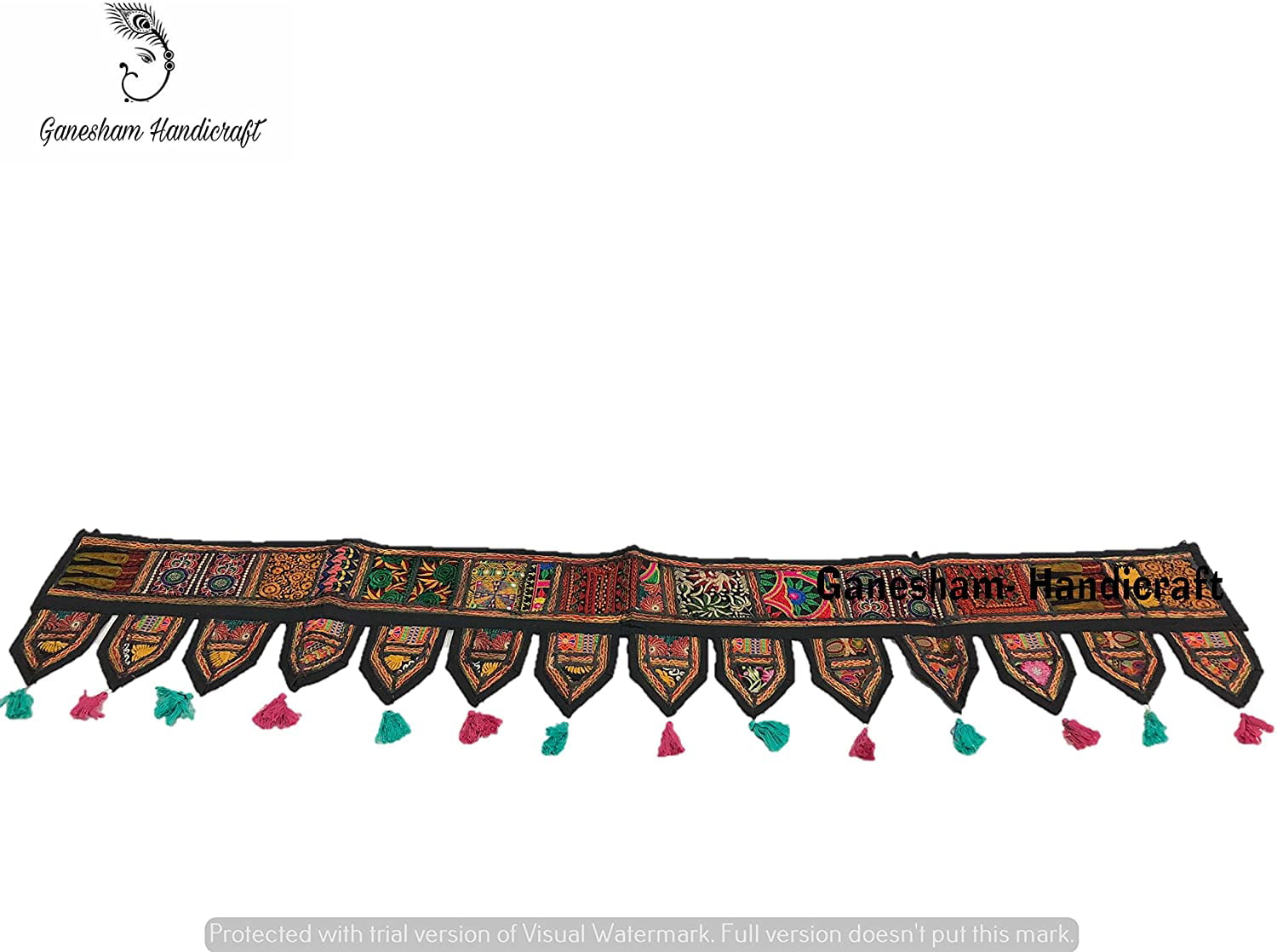 Patchwork Embroidered Ethnic Door Decor Indian Valances Toran Wall Hanging 80" 