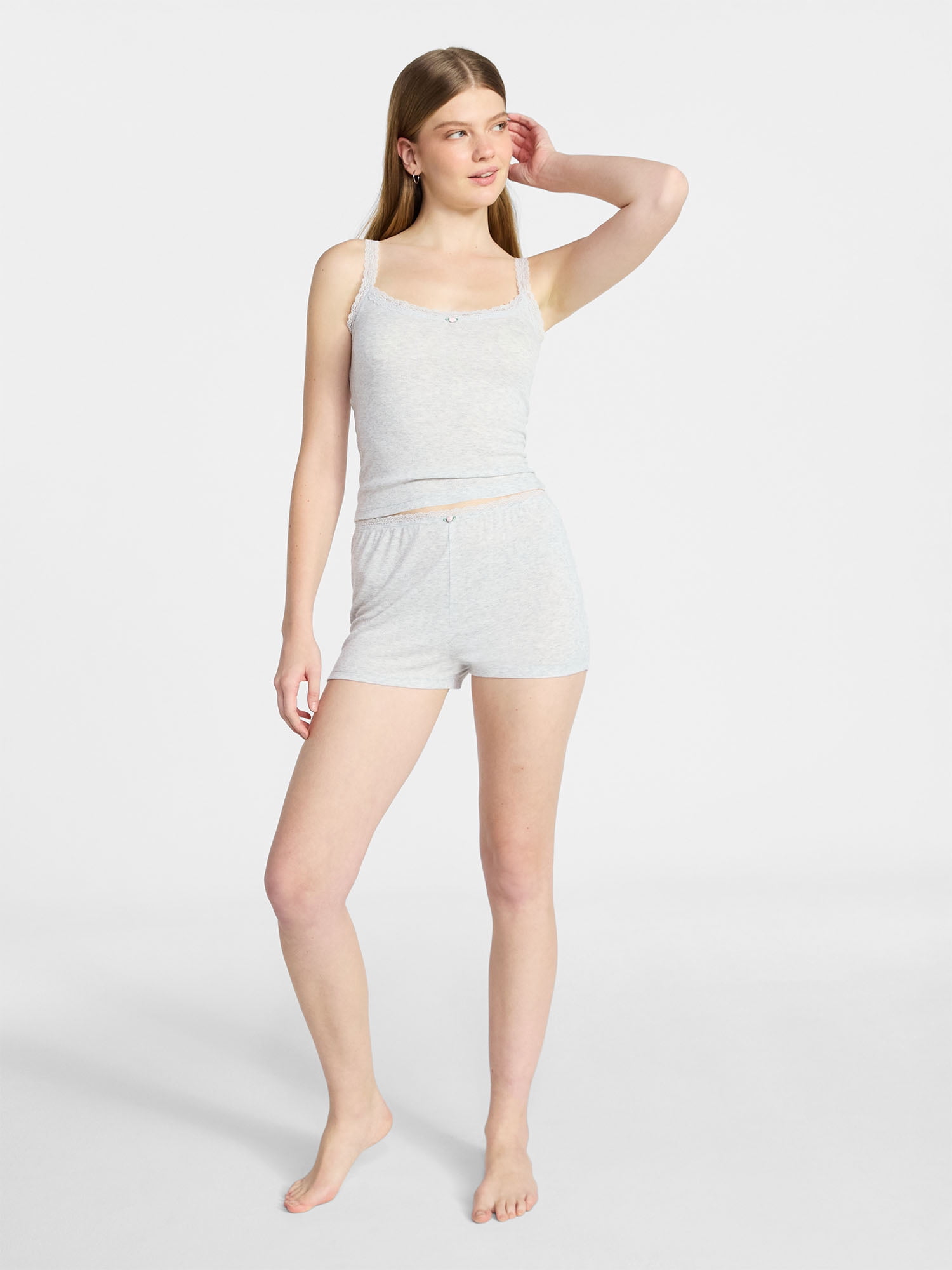 No Boundaries Sleep Pointelle Cami and Shorts Set, 2-Piece, Women’s XXS-3X