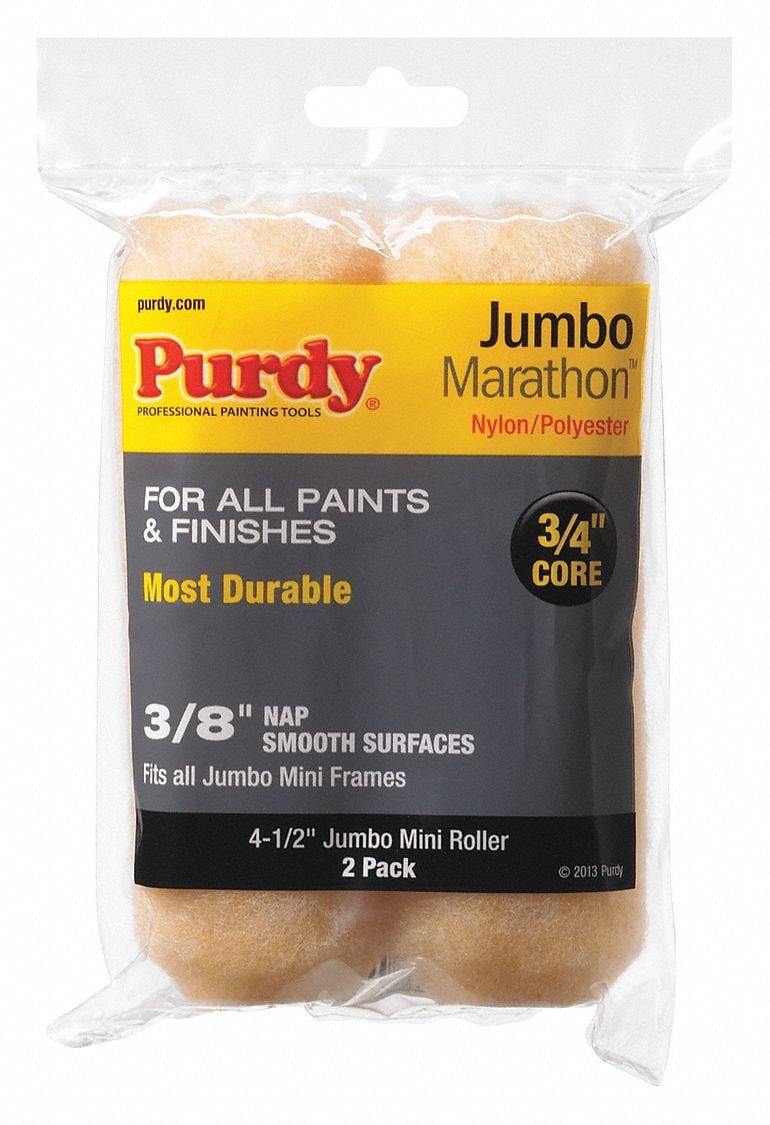 Purdy Roller Cover,4 1/2'L,3/8'Nap,Nylon,PK2  14G624062
