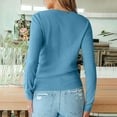 thumbnail image 6 of Hvot&aat Womens Solid Color Knitting Sweater Long Sleeve V Neck Classic Pullover Soft Lightweight Tops, 6 of 7