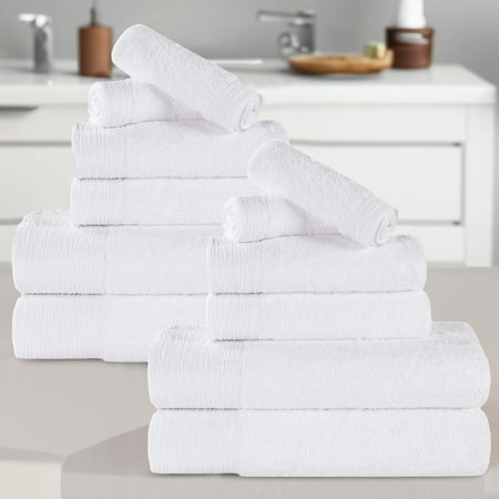 Superior Rayon from Bamboo Soft Modern 12-Piece Towel Set White