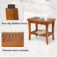thumbnail image 5 of Wooden Bamboo Bench Waterproof Seat Stool Foot Rest Shaving Stool with Non-Slip Feets Storage Shelf for Shampoo Towel,Works in Bathroom/Living Room/Bedroom/Garden Leisure, 5 of 7