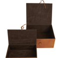 thumbnail image 5 of DecMode Handmade Storage Brown Leather Decorative Box with Leather Loop Closure and Detailed Stitching, 2 Count, 5 of 8