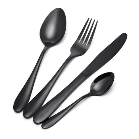 4pcs/set Luxury Black Gold Plated Cutlery Set Camping Stainless Steel Flatware Dinnerware Cutlery Fork Knife Spoons Tableware Home Dishes Travel Wedding Dinnerware Decoratio