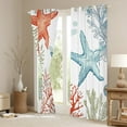 thumbnail image 2 of jejeloiu Kawaii Watercolor Coral Black Out Curtains,Underocean Animal Curtains Pack of 2 (42x63 Each),Multicolor Starfish Bedroom Curtains For Children,Luxury Bedroom Decor, 2 of 5