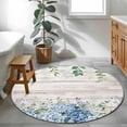 thumbnail image 4 of Eucalyptus Flowers Round Area Rug 3 FT,Small Kitchen Bathroom Mats,Blue Floral Green Vintage Wood Grain Washable Indoor Outdoor Throw Runner Carpet Non-Shedding Doormat for Table Shower Sofa Entryway, 4 of 8